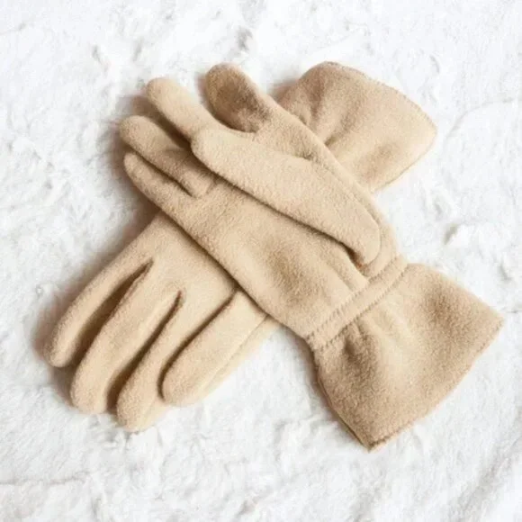 Beige Fleece Gloves - Picture 1 of 3